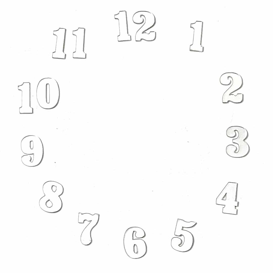 Craft Shop India Acrylic Clock Number 1-12 for Resin Clock, MDF Clock, Decopage Craft 1 Inch Height Set of 2 Silver