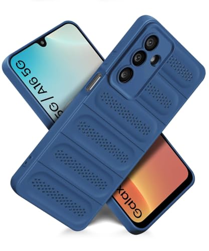 Image of WOW IMAGINE Ultimate Silicone Back Cover Case for Samsung Galaxy M16 5G | Galaxy F16 5G | Heat Dissipation Thin Soft TPU | 360 Camera Protection | Breathable Cooling Holes - Deep Blue