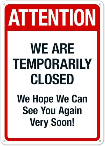 WXFGKU Attention We are Temporarily Closed Pool Aluminum Metal Warning