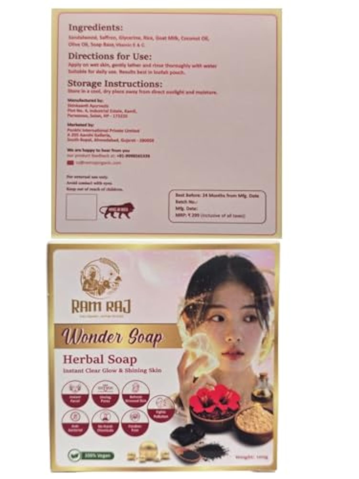 Wonder Herbal Vegan Paraben Free Bathing Soap 100g