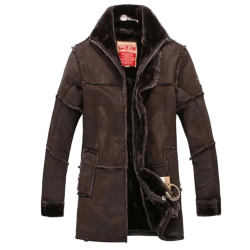 Male Thick Warm Outwear Faux Fur Coat Spliced Suede Leather Jacket