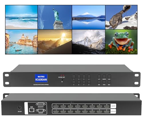 ① ICUIXIAN HDMI Matrix 8x8: la matrice HDMI 8x8 4k è un dispositivo professionale progettato per la commutazione di segnali digitali HDMI ad alta risoluzione e distribuisce più segnali di ingresso HDMI a scelta su più dispositivi di visualizzazione. Supporta lo standard HDMI 1.4a e la gestione EDID. Risoluzioni fino a 1080P.