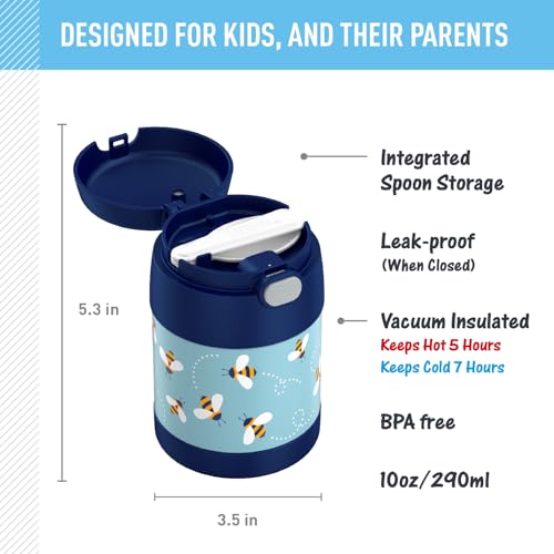 Image of THERMOS FUNTAINER 10 Ounce Stainless Steel Vacuum Insulated Kids Food Jar with Spoon, Honey Bees
