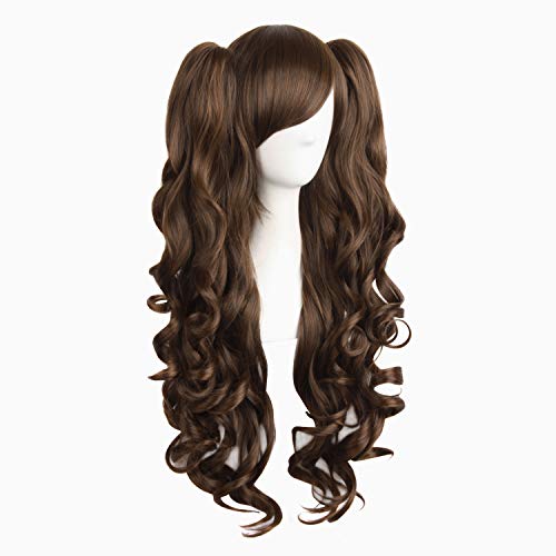 Mapofbeauty 28"/70Cm Lolita Long Curly Clip On Ponytails Cosplay Wig(Brown) #TOP1