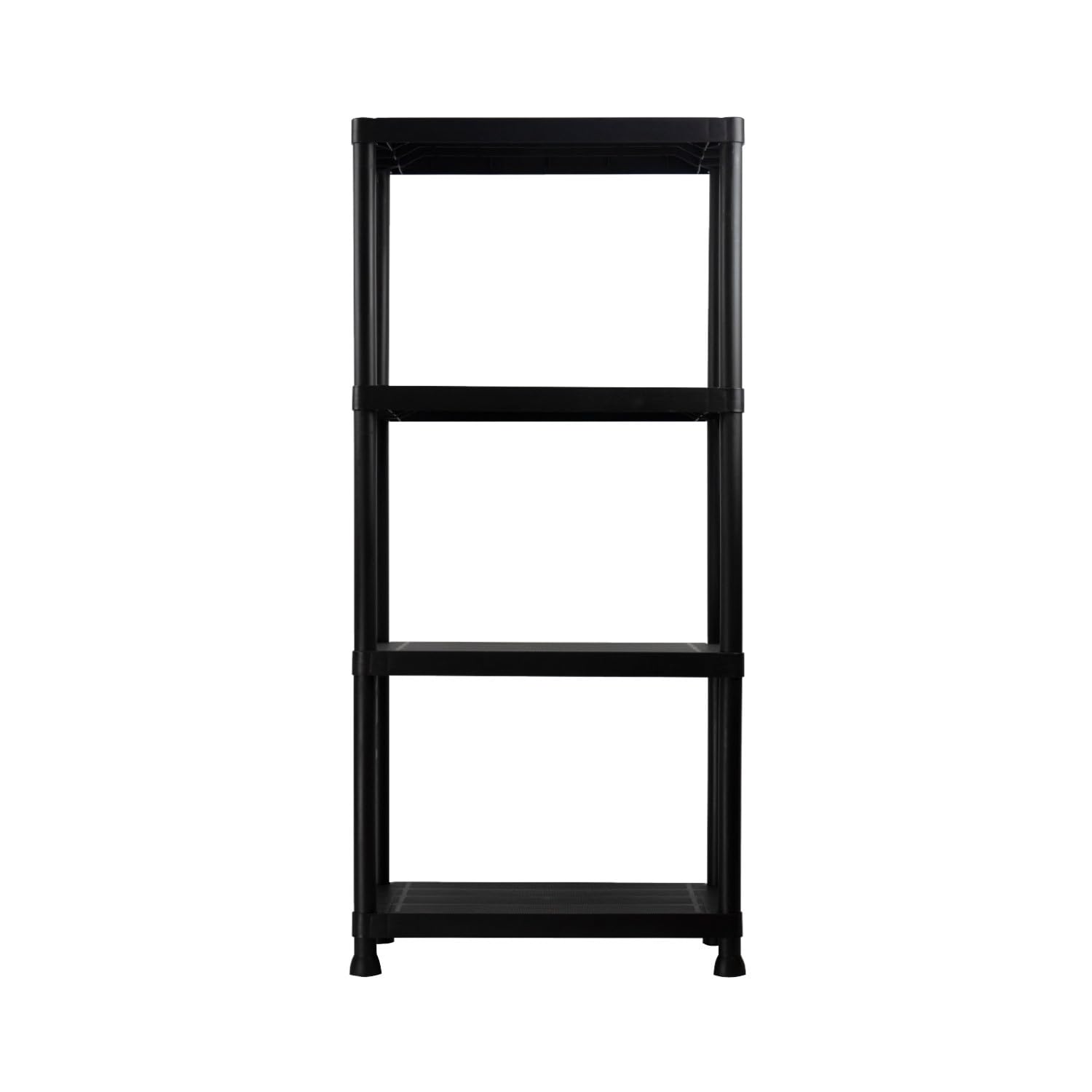 THINIA HOME 7H Seven House - Pack 2 Estanterías Almacenaje, Polipropileno PP, Multiusos, Hogar, Trastero, Domitorio y Cocina, 4 Baldas, Carga Máxima 100Kg, 61x31x131cm (Largo x Ancho x Alto), Negro