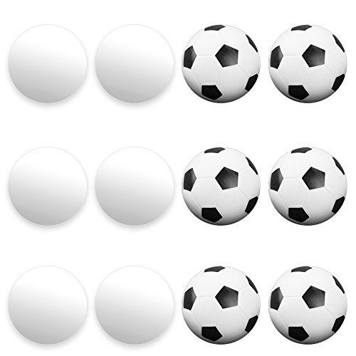 12 Pack of Mixed Foosballs  for Standard Foosball Tables & Classic Tabletop Soccer Game Balls (6 Black & White Soccer) (6 Smooth White) by Brybelly