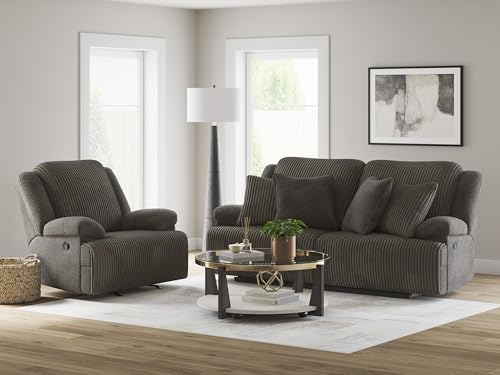 Signature Design by Ashley Top Tier Rocker Recliner Chair, Oversized Wide Seat, Cozy Corduroy Velvet Polyester Upholstery, Manual Pull Tab Lounge Chair for Living Room, No Assembly Required, Chocolate - image 6
