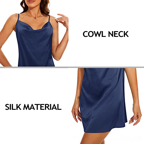 Image of Women's Long Silky Tank Top Adjustable Spaghetti Strap Camisole Slip Dress