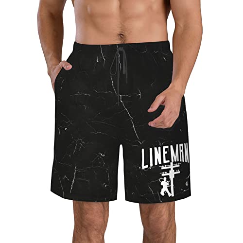 ONVOWO Funny-Lineman-Electrician-Power-Gifts for Men Gifts Swim Trunks Quick Dry Beach Shorts with Pockets and Mesh Lining White4