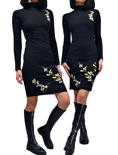 Vestido de Punto Mujer Primavera/Otoño Vestido Suéter Mujer Manga Larga de Cuello Medio Vestido Fiesta Mujer Elegante Casual