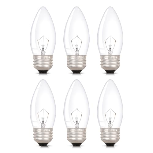 Simba Lighting Torpedo Clear B11 C35 CTC 40W E26 Base (6 Pack) Decorative Incandescent Light Bulbs 120V for Chandeliers, Ceiling Fan Lights, Pendants, Wall Sconces, Dimmable, Warm White 2700K