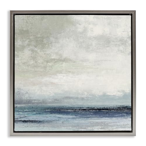 Rainy Sea Shoreline Abstract, 24 x 24 Inch Canvas in Floater Frame