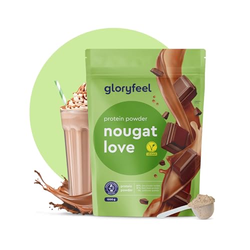 Veganes Proteinpulver Nougat - 1kg pflanzliches Eiweiß - 33 Portionen mit 22g Protein - OHNE Soja - Aus Erbsen-, Ackerbohnen- und Sonnenblumenprotein Pulver - 100% vegan & laktosefrei