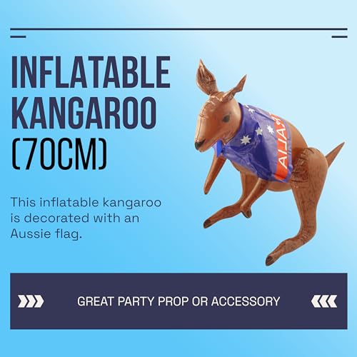 Lizzy 2 Pack Adult Australian Cork Hats with Inflatable Kangaroo (70cm) | Aussie Flag Print | Fancy Dress Set for Australia Day, Crocodile Hunter Man Costume, Festivals (Hat with Inflatable Kangaroo) - Image 3