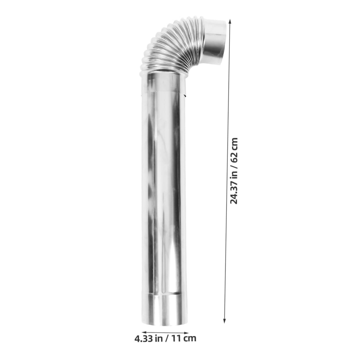 Tubo Canna Fumaria per Stufa, Set 1 Pezzo in Acciaio Inox | Argento, Installazione Semplice, per Stufa Domestico e Riscaldamento a Legna
