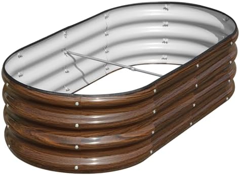 SnugNiture Galvanized Raised Garden Bed, 4x2x1ft Oval Metal Plant...