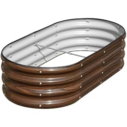 SnugNiture Galvanized Raised Garden Bed, 4x2x1ft Oval Metal Planter Box for Planting Outdoor Plants Vegetables