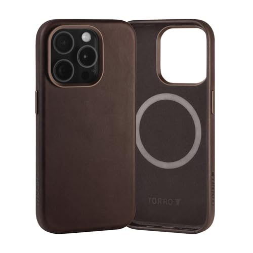 Coque iPhone 15 Pro cuir véritable TORRO pour le bureau et voyage