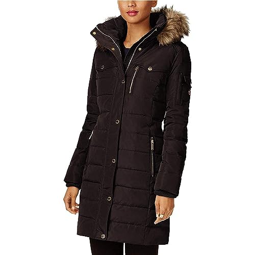 Michael Michael Kors Women's Chocolate Brown 3/4 Down Puffer Coat with Hood...