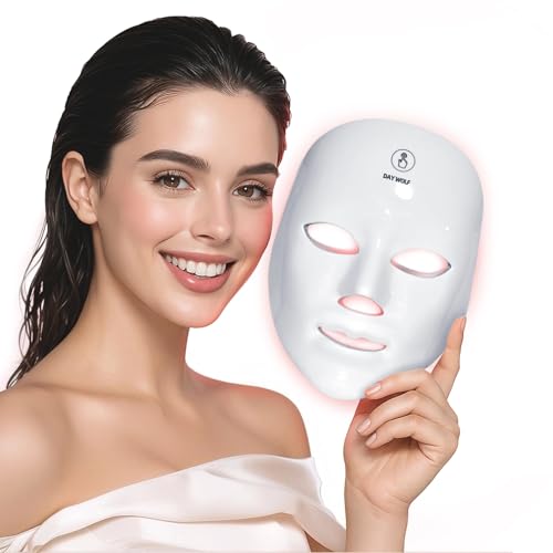 LED Gesichtsmaske mit 7 Farben Kabellose Rotlicht Maske Ggesicht Wiederaufladbar für Hautpflege Zuhause Unterwegs