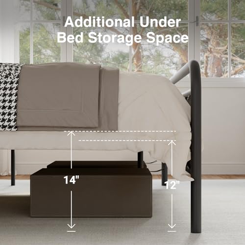 Novilla Metal Bed Frame Twin Size - Modern Minimalist Victorian Style with Headboard/Footboard, Heavy-Duty Steel Slats/Underbed Storage/No Box Spring Needed/Easy Assembly/Noise Free/Black by Novilla - Image 3