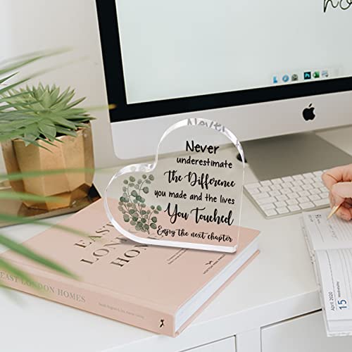 Coworker Leaving Gifts For Women Men, Retirement Farewell Party Gift, Coworkers Boss Going Away Goodbye Gifts, Thank You Gifts, New Job Gift, Office Desk Decoration Heart Shape Acrylic Sign Gift #TOP3