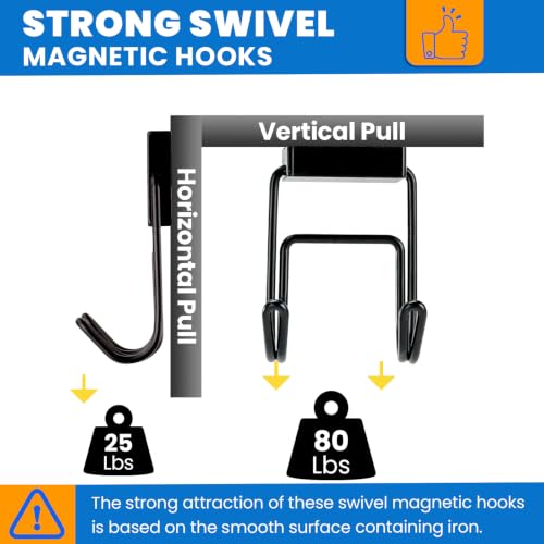 Image of MIKEDE Magnetic Hooks 80LBS, 6 Pcs Cruise Essential Heavy Duty Black Hook