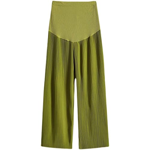 Ryaonfky Women's Maternity Long Pants High Waist Lounge Wide Leg Palazzo Summer Loose Trousers Over The Belly Pregnancy Pants Green #TOP2