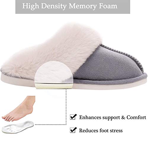 pestor Womens Slipper Memory Foam Fluffy Soft Slippers Warm Slip On House Slippers Plush Indoor Outdoor Shoes Winter2