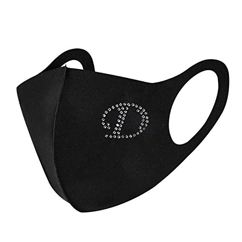 1PC Masques_Adulte Tissu Coton glacé Lavable réutilisable Face Scarfs Anti-Pollution Respirant Bandeaux pour Extérieur Mouvement Cyclisme Lettre Rhinestone Percer Noir