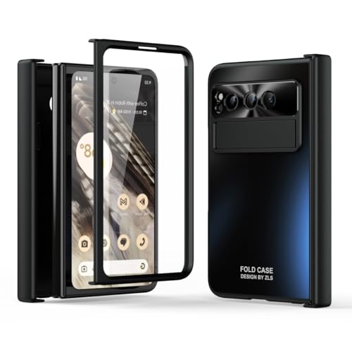 Étui rigide Google Pixel Fold noir anti-rayure rabat avec béquille et film
