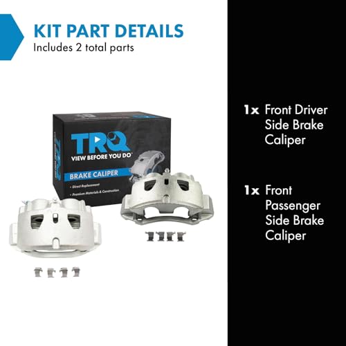 Image of TRQ Front Brake Caliper Set Zinc Coated Brackets Hardware Compatible with 2011-2018 Chevrolet Silverado 2500 HD Silverado 3500 HD Suburban 3500 HD 2011-2018 GMC Sierra 2500 HD Sierra 3500 HD