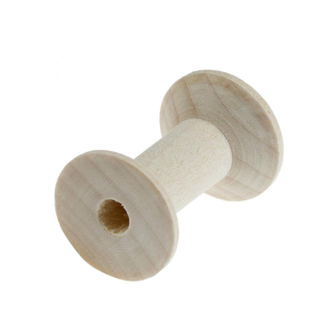 Onsinic As Shown 10Pcs Empty Wooden Spools Bobbin For Thread Wire Natural Color Needlework Arts And Crafts Cotton Reels