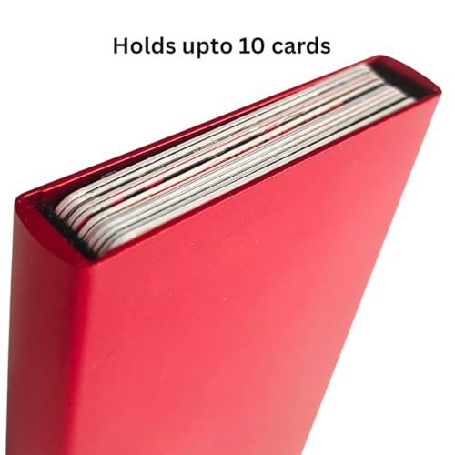 Image of Bracevor 10 Slot popup Aluminium Metal Card Holder Wallet | RFID Blocking | for Men & Women | Credit & Debit Cards - Red