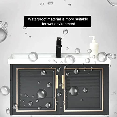 homary 36\" Wall Mount Bathroom Vanity with Sink, Floating Bathroom Vanity for Modern Bathroom, Single Sink Basin Bathroom Sink Cabinet Black - Thumbnail 3