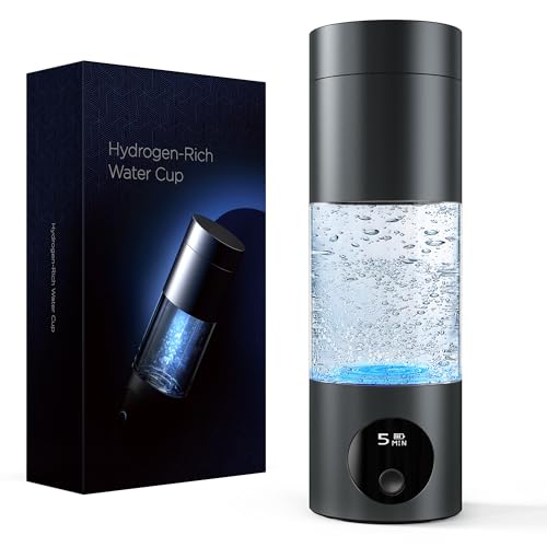 Hydrogen Water Bottle,Up to 6000 PPB Hydrogen Water Bottle Generator,Advanced SPE/PEM Technology,8oz Rechargeable Portable Generator with LED Display