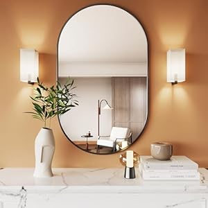 Oval Mirrors,Oval Bathroom Mirrors,20×28 Black Oval Mirror,espejos decorativos de pared,Bathroom Mirrors for Over Sink(Black)