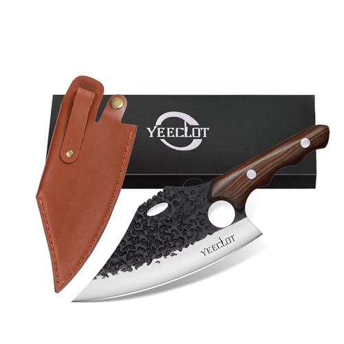 La mejor comparación de Cuchillo para carnes - solo los mejores. 47 Cuchillos de Chef,Yeeclot Cuchillo de Cocina Forjado a Mano Vikingos de Carnicero Full Tang Cuchillos de Cocina Cortar Carne Cuchillo Deshuesador