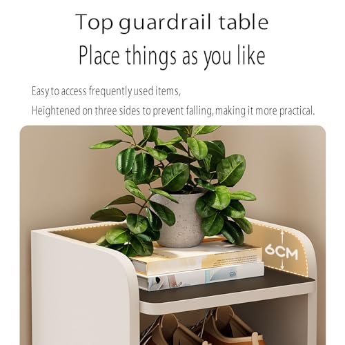 Étagère à chaussures étroite verticale grande capacité blanc bois de santal - 6