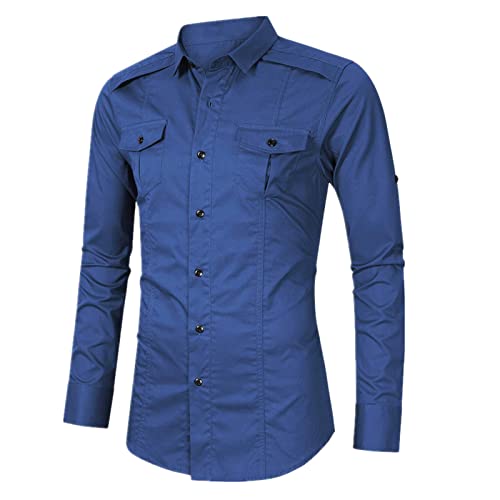 Men's Solid Color Button-Down Collar Long-Sleeved Temperament self-Cultivation high-Value Shirt2