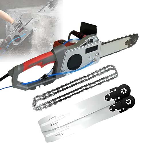 Sierra de Cadena de concreto eléctrico, Mini Motosierra sin escobillas sin arbusto con 2 Cadenas y 2 Barra de guía, Profundidad de 35 cm/48 cm, Cortador de Pared de la Cadena de Diamantes 350