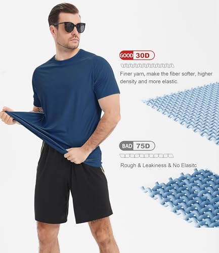 Image of Kinglaman 1 /4 /5 /6 Pack Men's Workout Gym Dry Fit Short Sleeve T Shirts | Quick Dry Fabric, Breathable Mesh, Moisture Wicking, Athletic Regular Fit, for Training, Running, All Sports Activities