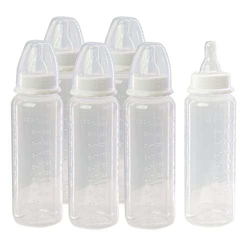 6 Pack Baby Bottles with Medium Flow Teats 250ml
