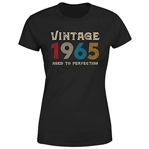 MADE IN (BIRTH YEAR) ALL ORIGINAL PARTS Classic Vintage 1965 Aged to Perfection 59th Birthday Gift Womens T-Shirt Gift for Her Black 12-14