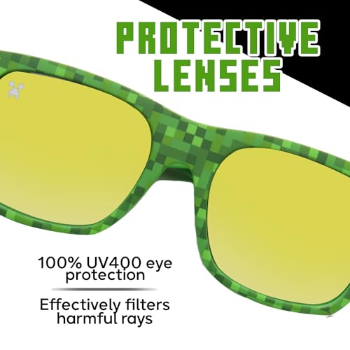 Image of ARKAID Minecraft Boys Sunglasses | Official Minecraft Gear | 100% UV Protection | Official Minecraft Boys Sunglasses and Sports Wraps | Impact Resistant | Gift Idea | Fits Most Kids