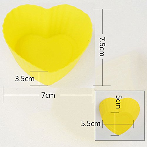 Heart Silicone Baking Cups, Heart Molds Love Cupcake Liners Large Resusable Muffin Cups, 30 Packs(Rainbow Colors)