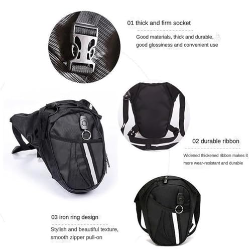 Riñonera de pierna de moto para hombre bolsa muslo cadera 6