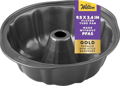 Wilton Gold Non-Stick Fluted Tube Pan, Stainless Steel, 9.49...