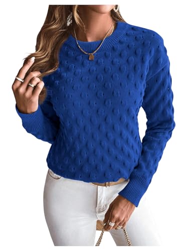 MakeMeChic Women's 2024 Fall Sweaters Long Sleeve Round Neck Knitted Pullovers Top