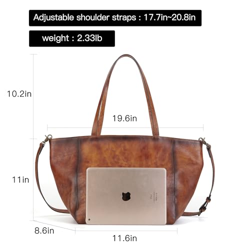 Image of Large Work Tote Bag for Women Genuine Leather Oversize Handbag Weekender Bag Travel Purse Large Crossbody Bags for Women Brown